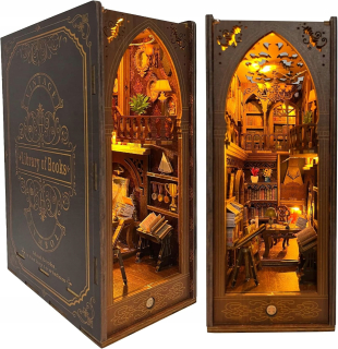 Sada Book Nook DIY Domček pre bábiky Booknook Sada Book Nook Miniatúrne LED svetlo